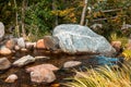Rocks in a stream at the japanese garden Royalty Free Stock Photo