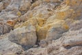 Rocks with sulfur crystals at Nisyros volcano Royalty Free Stock Photo