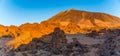 Rocks on the Teide volcano in the light of the rising sun Royalty Free Stock Photo