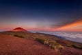 Rocks on the Teide volcano in the light of the rising sun Royalty Free Stock Photo