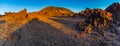 Rocks on the Teide volcano in the light of the rising sun Royalty Free Stock Photo