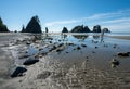 Rocks and tide pools on Shi Shi Beach in Olympic National Park, Washington. Royalty Free Stock Photo