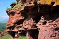 Rocks at the top of the hill of bizarre shape, worked over millennia by rain and wind