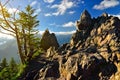 Rocks on top of the mountains in the morning