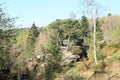 Rocks among trees in Czech Switzerland Royalty Free Stock Photo