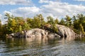 Rocks, trees and water Beausoleil Island Royalty Free Stock Photo