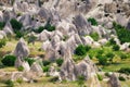 Rocks in the valley. Cappadocia, Turkey. View of the rocks. Landscape in the summertime. UNESCO heritage. Royalty Free Stock Photo