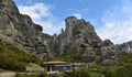 The rocks in the valley of Meteora mountains