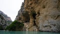 Rocks in the Verdon Gorge from the water side Royalty Free Stock Photo