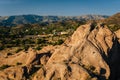 Rocks and view of distant mountains at Vasquez Rocks County Park