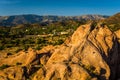 Rocks and view of distant mountains at Vasquez Rocks County Park