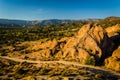 Rocks and view of distant mountains at Vasquez Rocks County Park