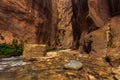 Rocks in the Virgin River Narrows in Zion National Park. Royalty Free Stock Photo