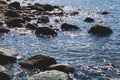 Rocks in the water landscape. stones in the lake