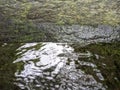 rocks, water and moss on the riverbank