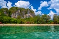 Rocks, water and tropical white sand beach, Railay beach west, A