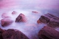 Rocks waves and the beautiful sunset Royalty Free Stock Photo