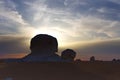 The rocks of the White Desert at sunset, Egypt Royalty Free Stock Photo