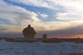 The rocks of the White Desert at sunset, Egypt Royalty Free Stock Photo