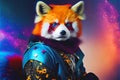 Rockstar anthropomorphic red panda model rainbow