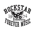 `rockstar forever music` typography, sporting tee shirt graphics