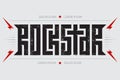 Rockstar - music poster with red lightnings and stars. Rock Star Royalty Free Stock Photo