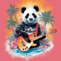 Rockstar panda with summer vibes Panda with a cool summer rockstar vibe