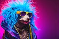 Rockstar pet dog colorful fashion Royalty Free Stock Photo