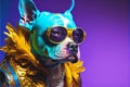 Rockstar pet dog colorful fashion portrait Royalty Free Stock Photo