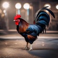 A rockstar rooster with wild feathers, strumming an electric guitar5 Royalty Free Stock Photo