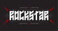 Rockstar - shirt apparels cool print. Music poster, inscription looks like runic script. Rock star - t-shirt design with red