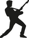 Rockstar silhouette with electric guitar Royalty Free Stock Photo