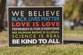 a manifesto on a yard sign with elements of progressive agenda Royalty Free Stock Photo