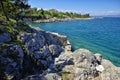 The rocky Adriatic coastline in Porat village Royalty Free Stock Photo