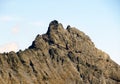 Rocky alpine peak UnghÃÂ¼rhÃÂ¶rner or Unghuerhoerner 2994 m of the Silvretta Alps mountain range in the Swiss Alps massif, Davos Royalty Free Stock Photo