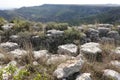 Rocky area in mountains with crevasses