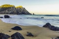 Rocky Atlantic ocean coastline of Adraga beach, Portugal Royalty Free Stock Photo