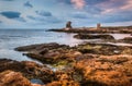Rocky beach with ancient ruins Royalty Free Stock Photo