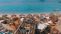 Rocky Beach with Arabic Cafes in Retro Style on the Red Sea Coast with Umbrellas, Sun Beds and Corals. Egypt