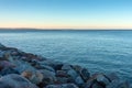 Rocky beach of the Baltis Sea in Gdansk, Poland Royalty Free Stock Photo