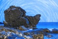 Rocky beach in the blue hour. Royalty Free Stock Photo