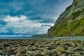 Rocky beach and cliffs at Whitecliffs, North Island, New Zealand