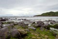 Rocky beach coastal sea view with headland . Royalty Free Stock Photo