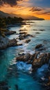 Golden hour at the rocky Croatian coastline