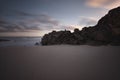 Rocky beach at dusk Royalty Free Stock Photo