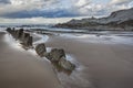 Rocky beach at dusk Royalty Free Stock Photo