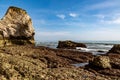 Rock formations at low tide, at Freshwater Bay on the Isle of Wight Royalty Free Stock Photo