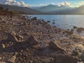 Rocky Beach At Lake Manapouri In Southland, Fiordland National Park, South Island, New Zealand