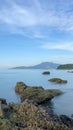 a rocky beach landscape at pulau sayak