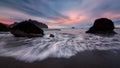 Rocky Beach Landscape at Sunset Royalty Free Stock Photo